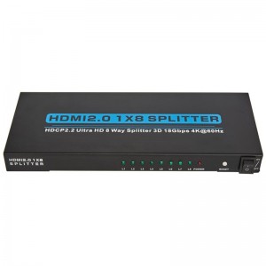 V2.0 HDMI 1x8スプリッターサポート3D Ultra HD 4Kx2K @ 60Hz HDCP2.2