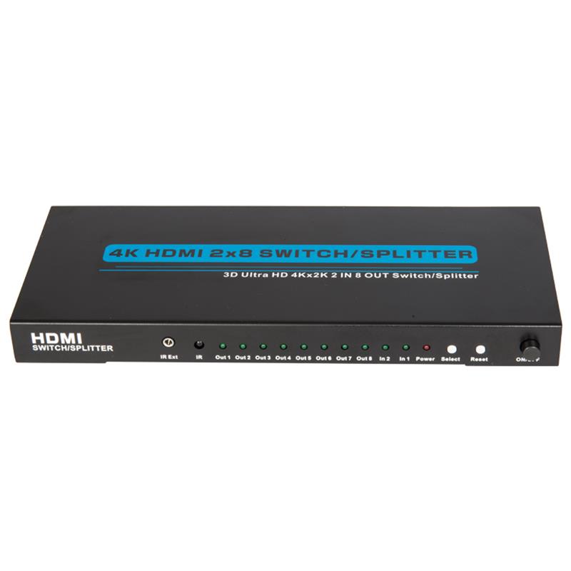 4K \/ 30Hz HDMI 2x8スイッチャー\/スプリッターサポート3D Ultra HD 4Kx2K \/ 30Hz