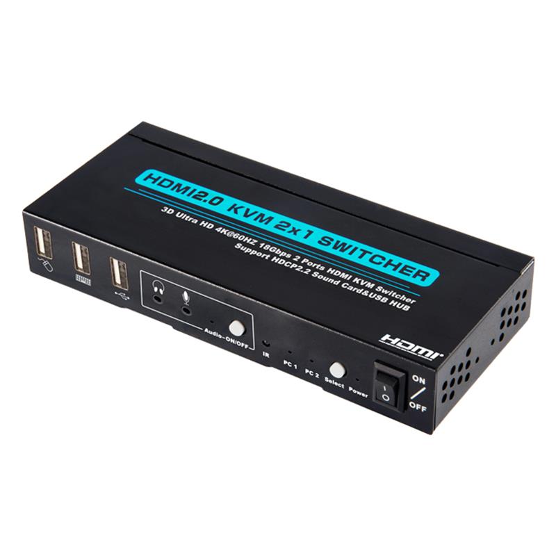 V2.0 HDMI KVM 2x1スイッチャーサポート3D Ultra HD 4Kx2K \/ 60Hz