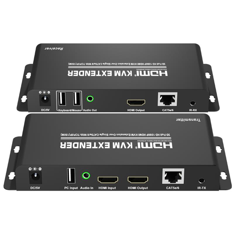 HDMI KVMエクステンダー150m、シングルCAT5e \/ 6、TCP \/ IP対応、フルHD 1080P