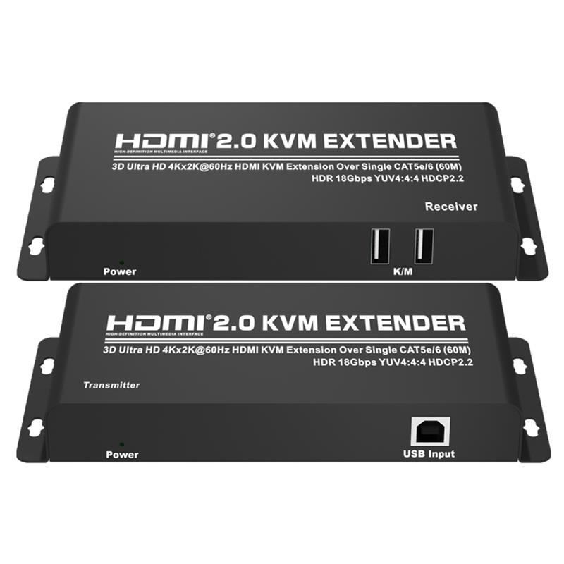HDMI 2.0 KVMエクステンダー60m以上のシングルCAT5e \/ 6サポートUltra HD 4Kx2K @ 60Hz HDCP2.2